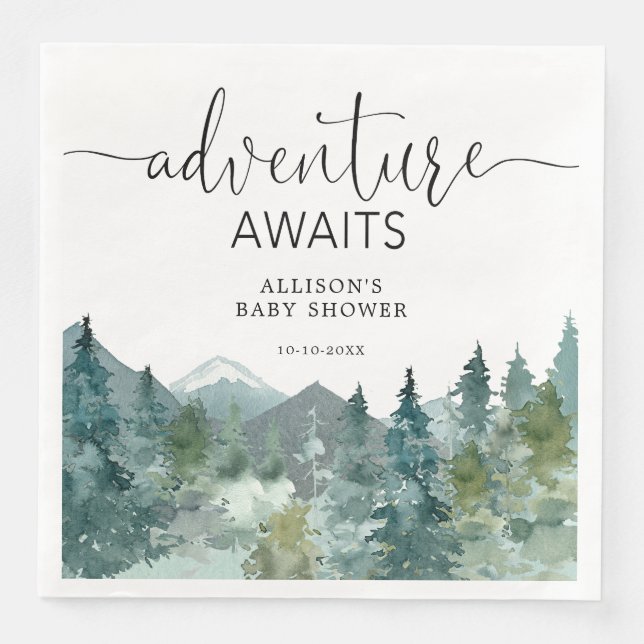 Guardanapo De Papel De Jantar Tema externo de montanhas rústicas floresta bosque (Frente)