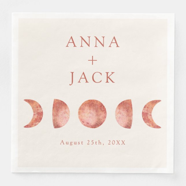 Guardanapo De Papel De Jantar Terracotta Moon Phase WedJanto Napkins (Frente)