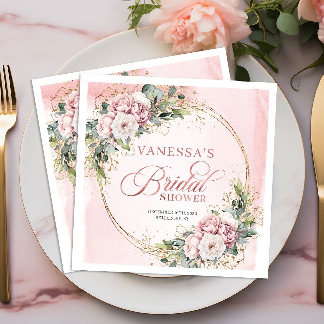 Guardanapo De Papel De Jantar Toalhete de casamento boho em rosa delicado refina (Refined blush pink boho eucalyptus bridal shower napkins

)