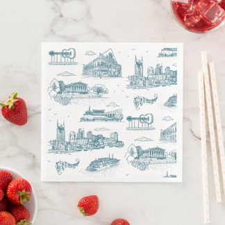 Guardanapo De Papel De Jantar Toile de Nashville Crepúsculo em Branco