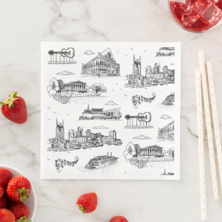 Guardanapo De Papel De Jantar Toile Preto e Branco de Nashville