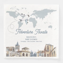 Guardanapo De Papel De Jantar Travel Adventure World Map Airplane Baby Shower 