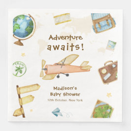 Guardanapo De Papel De Jantar Travel Around The World Airplane Baby Shower 