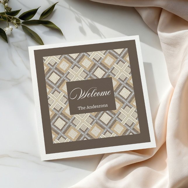 Guardanapo De Papel De Jantar Trendy Pastel Napkins Nome Personalizado Geometria (Trendy Pastel Napkins Custom Name Chic Geometry)