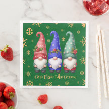 Trio Festivo de Gnomos de Natal com Flocos de Neve