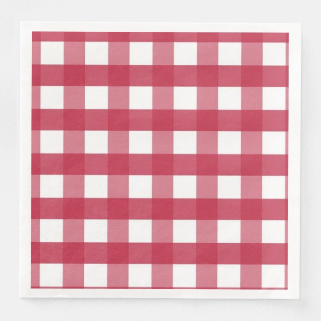Guardanapo De Papel De Jantar Trivet de Gingham Vermelho e Branco (Frente)