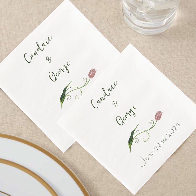 Guardanapo De Papel De Jantar Tulip Floral Rosa (Criador carregado)