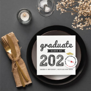 Guardanapo De Papel De Jantar Turma de 2026 Festa de Formatura com Esboço Preto