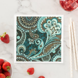 Guardanapo De Papel De Jantar Turquoise Brown Vintage Paisley
