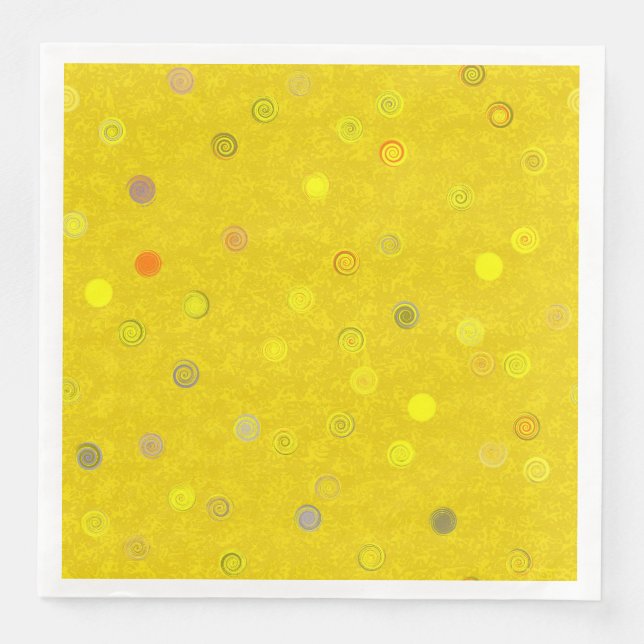 Guardanapo De Papel De Jantar Twisty Polka Dot Spiral Yellow Paper Party Napkins (Frente)
