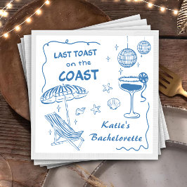 Guardanapo De Papel De Jantar Última Festa de solteira Azul de Praia Costeira