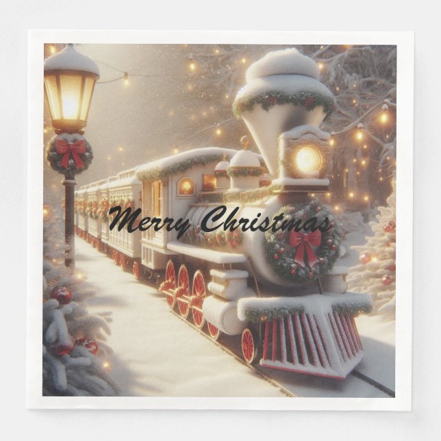 Guardanapo De Papel De Jantar Um trem de natal Mágico da Maravilha de inverno (Frente)