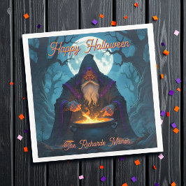 Guardanapo De Papel De Jantar Um Warlock preparando uma festa de Halloween