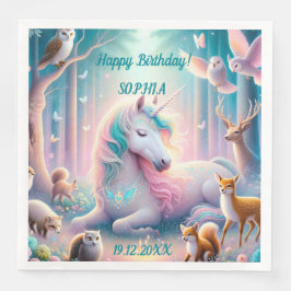 Guardanapo De Papel De Jantar Unicórnio, Bebê/ Crianças, Nome Personalizado de A