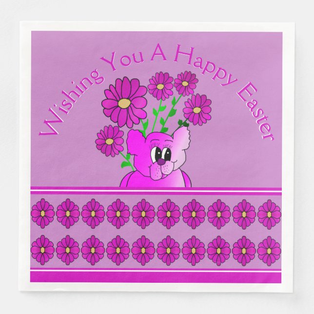 Guardanapo De Papel De Jantar Urso Branca Rosa (Frente)