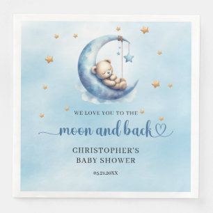 Guardanapo De Papel De Jantar Urso de peluche azul e dourado
