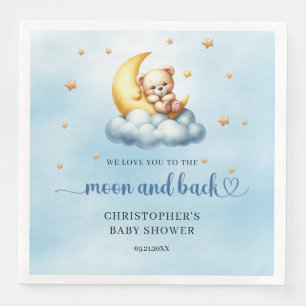 Guardanapo De Papel De Jantar Urso de peluche azul e dourado