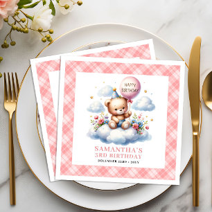 Guardanapo De Papel De Jantar Urso de pelúcia divertido balão floral menina aniv