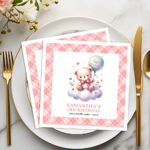 Guardanapo De Papel De Jantar Urso de pelúcia doce balão rubor floral aniversári