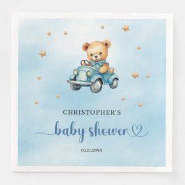 Guardanapo De Papel De Jantar Urso de pelúcia num chá de fraldas de carro