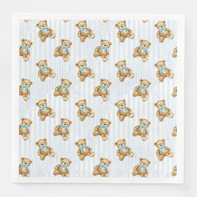 Guardanapo De Papel De Jantar Ursos Azuis-Teddy Bebê #1 (Frente)