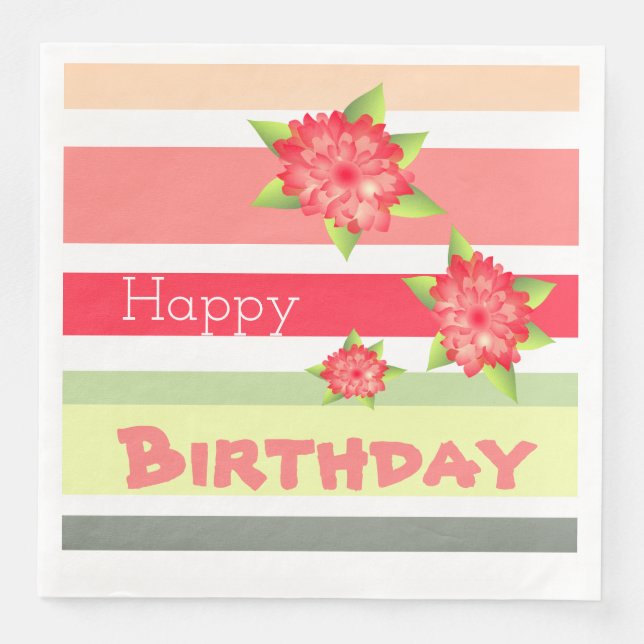 Guardanapo De Papel De Jantar Verde limão Peach Coral e Vermelho (Frente)