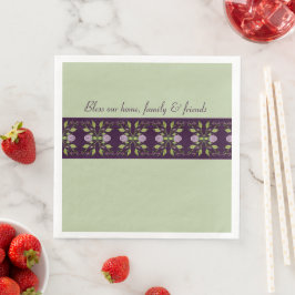 Guardanapo De Papel De Jantar Verde Suave Com Roxo Escuro