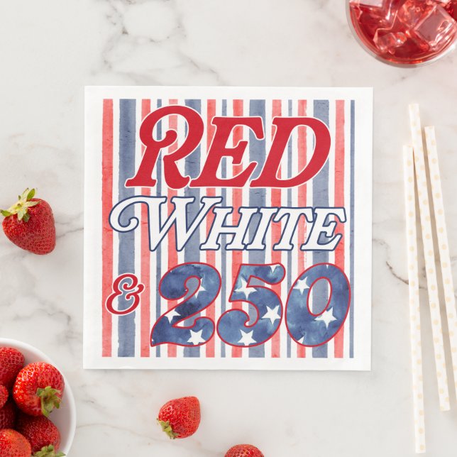 Guardanapo De Papel De Jantar Vermelho Branco & 250 (Insitu)