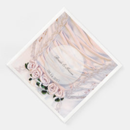 Guardanapo De Papel De Jantar Vestido Branca com Casamento Rosa