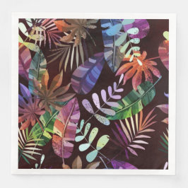 Guardanapo De Papel De Jantar Vibrant Dark Tropical Leaf Pattern Paper Napkin