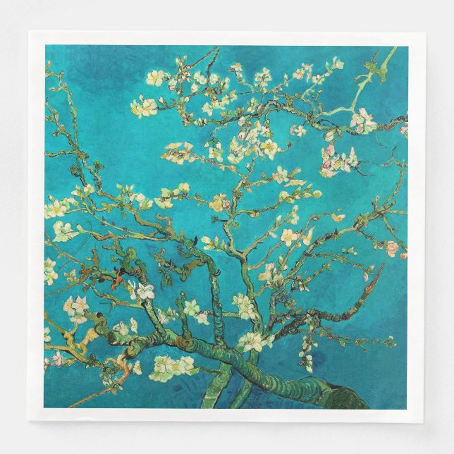 Guardanapo De Papel De Jantar Vincent Van Gogh Blossoming Almond Tree Arte Flora (Frente)