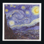 Guardanapo De Papel De Jantar Vincent Van Gogh Starry Night Vintage Fine Art<br><div class="desc">Vincent van Gogh Starry Night Fine Art Painting Starry Night Starry Night é uma pintura do artista poste-impressionista holandês Vincent van Gogh. O céu azul à noite está cheio de nuvens, estrelas e uma lua crescente brilhante. A Noite Estrelada é a única noturna na série de visões da janela do...</div>