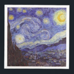 Guardanapo De Papel De Jantar Vincent Van Gogh Starry Night Vintage Fine Art<br><div class="desc">Vincent van Gogh Starry Night Fine Art Painting Starry Night Starry Night é uma pintura do artista poste-impressionista holandês Vincent van Gogh. O céu azul à noite está cheio de nuvens, estrelas e uma lua crescente brilhante. A Noite Estrelada é a única noturna na série de visões da janela do...</div>
