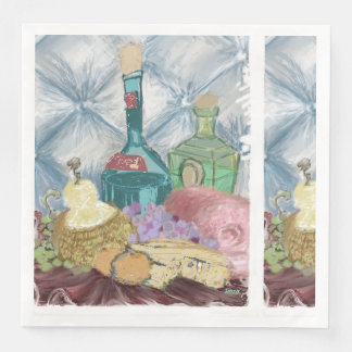 Guardanapo De Papel De Jantar Vinho e Queijo Charcuterie