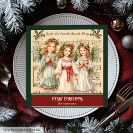 Guardanapo De Papel De Jantar Vintage Christmas Angels Monogram Holiday Napkins
