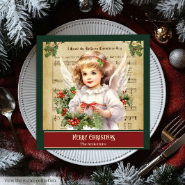 Guardanapo De Papel De Jantar Vintage Christmas Napkins Angel Dinner Accent Set