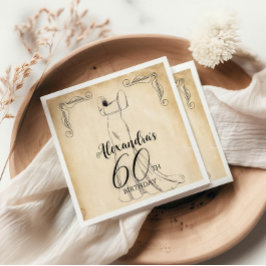 Guardanapo De Papel De Jantar Vintage Elegant Dress 60ª Festa de aniversário