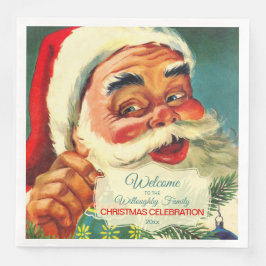 Guardanapo De Papel De Jantar Vintage Jolly Papai Noel Face Napkins
