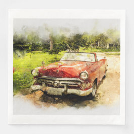 Guardanapo De Papel De Jantar Vintage Retro Classic Car Autocolor Art