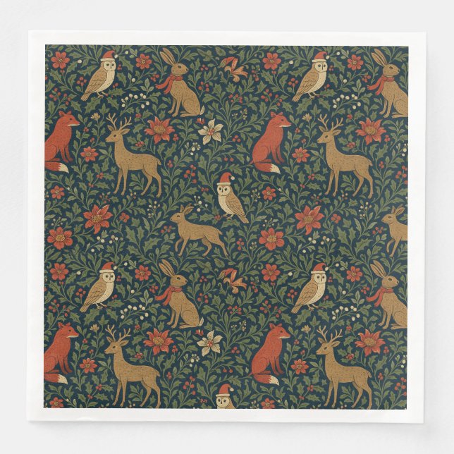 Guardanapo De Papel De Jantar Vitoriano Animal e Botânico (Frente)