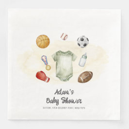 Guardanapo De Papel De Jantar Watercolor All Star Sports bodysuit Baby Shower 