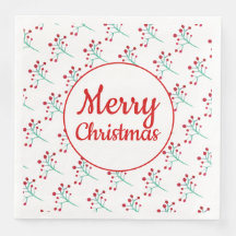 Watercolor Berry Christmas Napkins