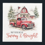 Guardanapo De Papel De Jantar Watercolor Christmas Vintage Truck and Barn<br><div class="desc">Watercolor Christmas Vintage Truck and Barn Paper Janta Napkins Artesanatos & Party Supply > Fornecimentos de Partido > Tableware > Papel e Partido Napkins</div>
