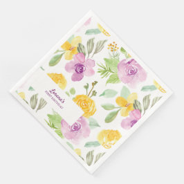 Guardanapo De Papel De Jantar Watercolor Floral Garden Party Personalizada Girly
