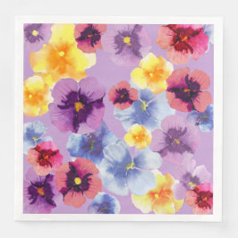 Guardanapo De Papel De Jantar Watercolor Purple Flora Pattern Boho Garden Party