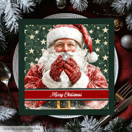 Guardanapo De Papel De Jantar Watercolor Santa Claus Festivo Foliday Napkins