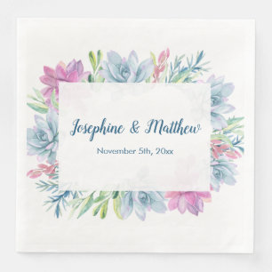Guardanapo De Papel De Jantar Watercolor Succulents Wedkins