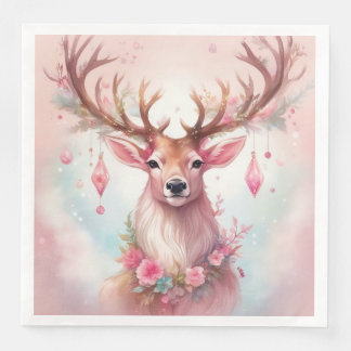 Guardanapo De Papel De Jantar Weihnachten in pink: Rentier mit rosa Weihnachtssc