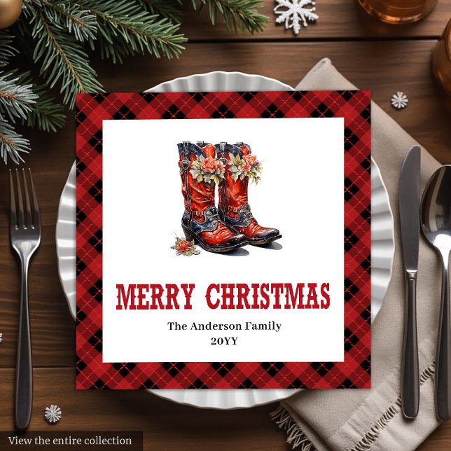 Guardanapo De Papel De Jantar Western Christmas napkins red black rustic charm (Western Christmas napkins red black rustic charm

)
