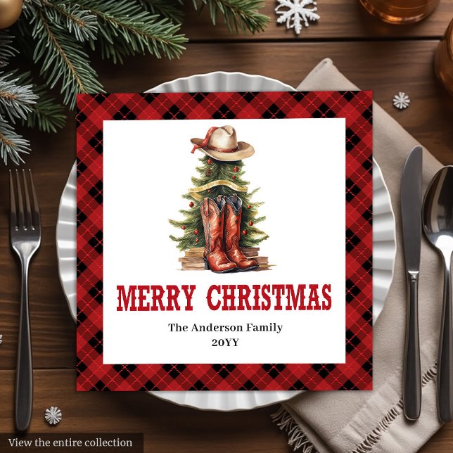 Guardanapo De Papel De Jantar Western Cowboy Country Christmas Paper Napkins (Western Cowboy Country Christmas Paper Napkins)